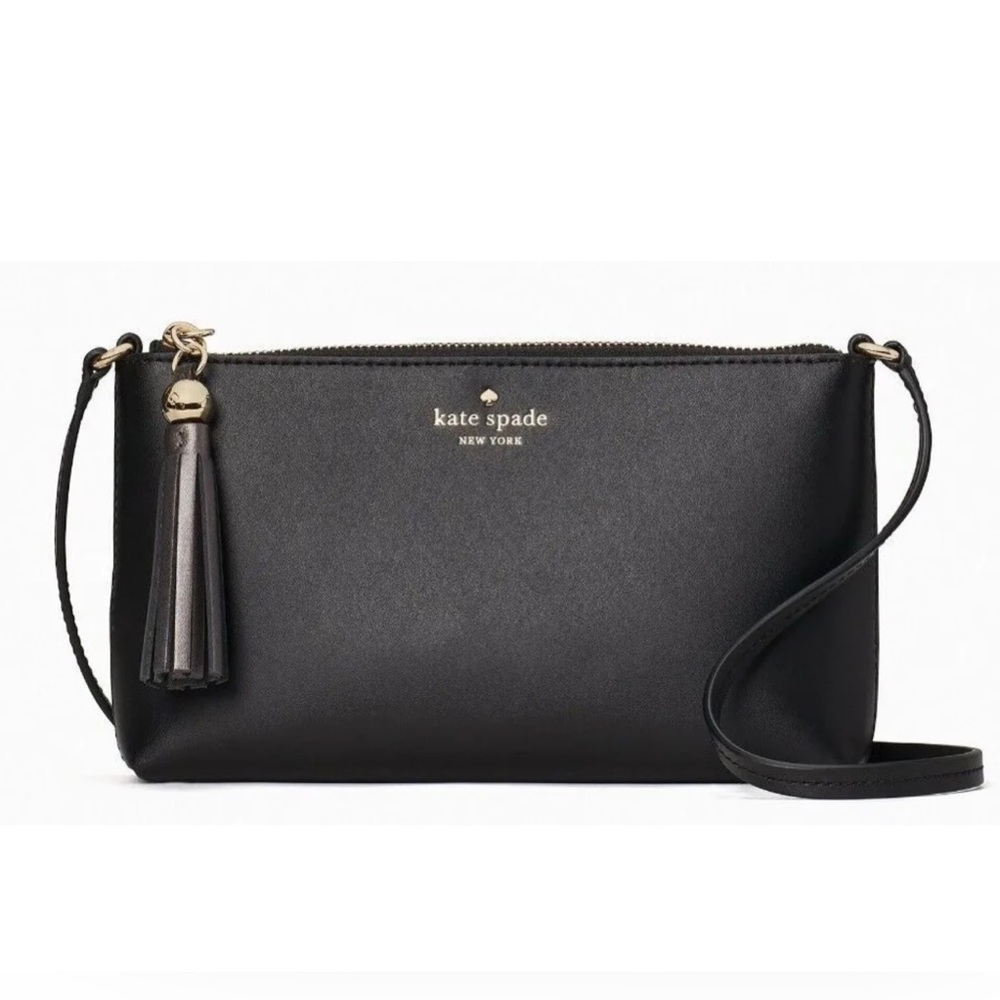Kate Spade Ivy Street Amy Black Smooth Leather Crossbody WKRU4856 NWT $198 FS